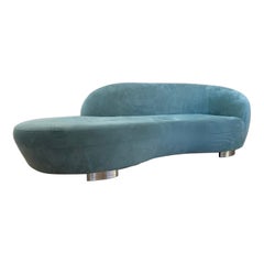 Vladimir Karan Style Serpentine Biomorphic Sofa in Powder Blue