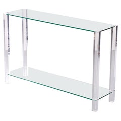 Lucite and Glass Console Table Raventos Italy 1970s