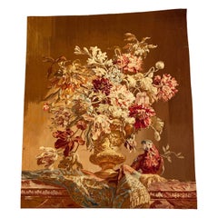 Antique French Tapestry with Floral and Parrot Decoration