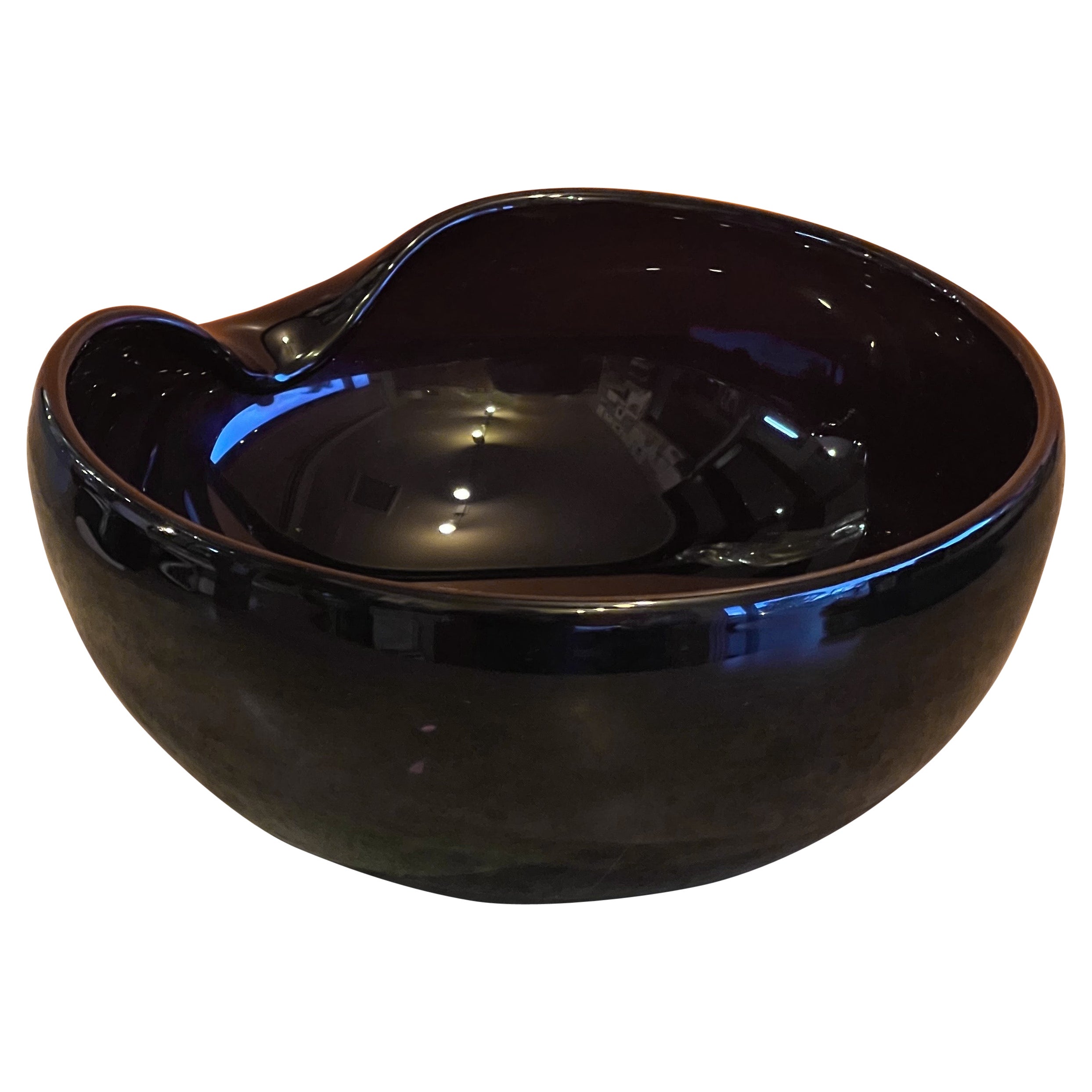 Black Thumbprint Art Glass Centerpiece Bowl by Elsa Peretti for Tiffany and Co.