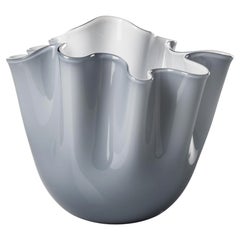 Venini Fazzoletto Opalino Small Vase in Milk White Murano Glass