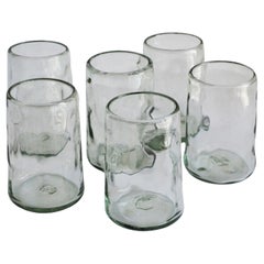 6 Beer-Cocktail Glasses, Handblown Organic Irregular Shape 100% Recycled Glass