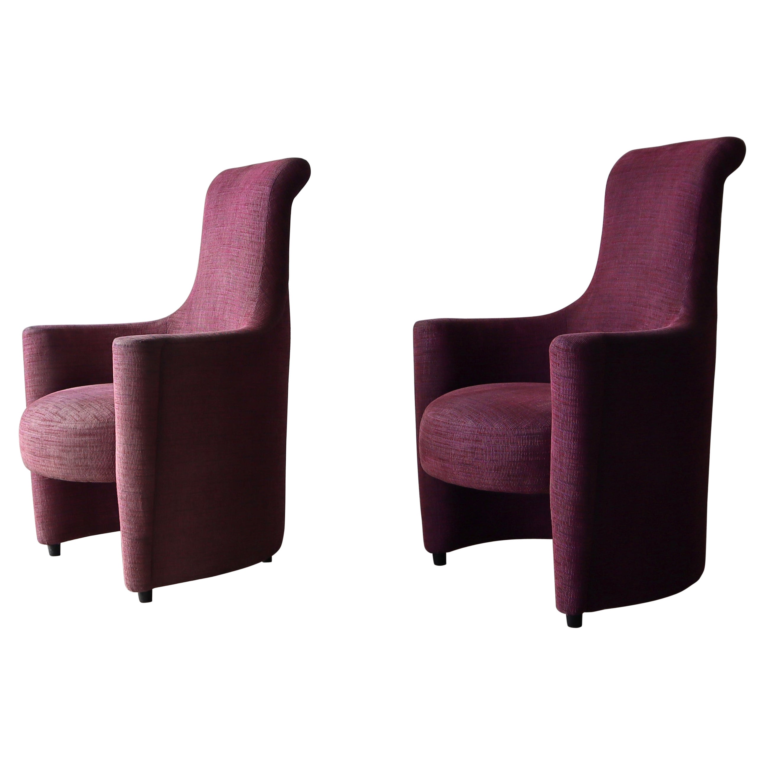 Highback Pair of Postmodern Lounge Chairs For Sale