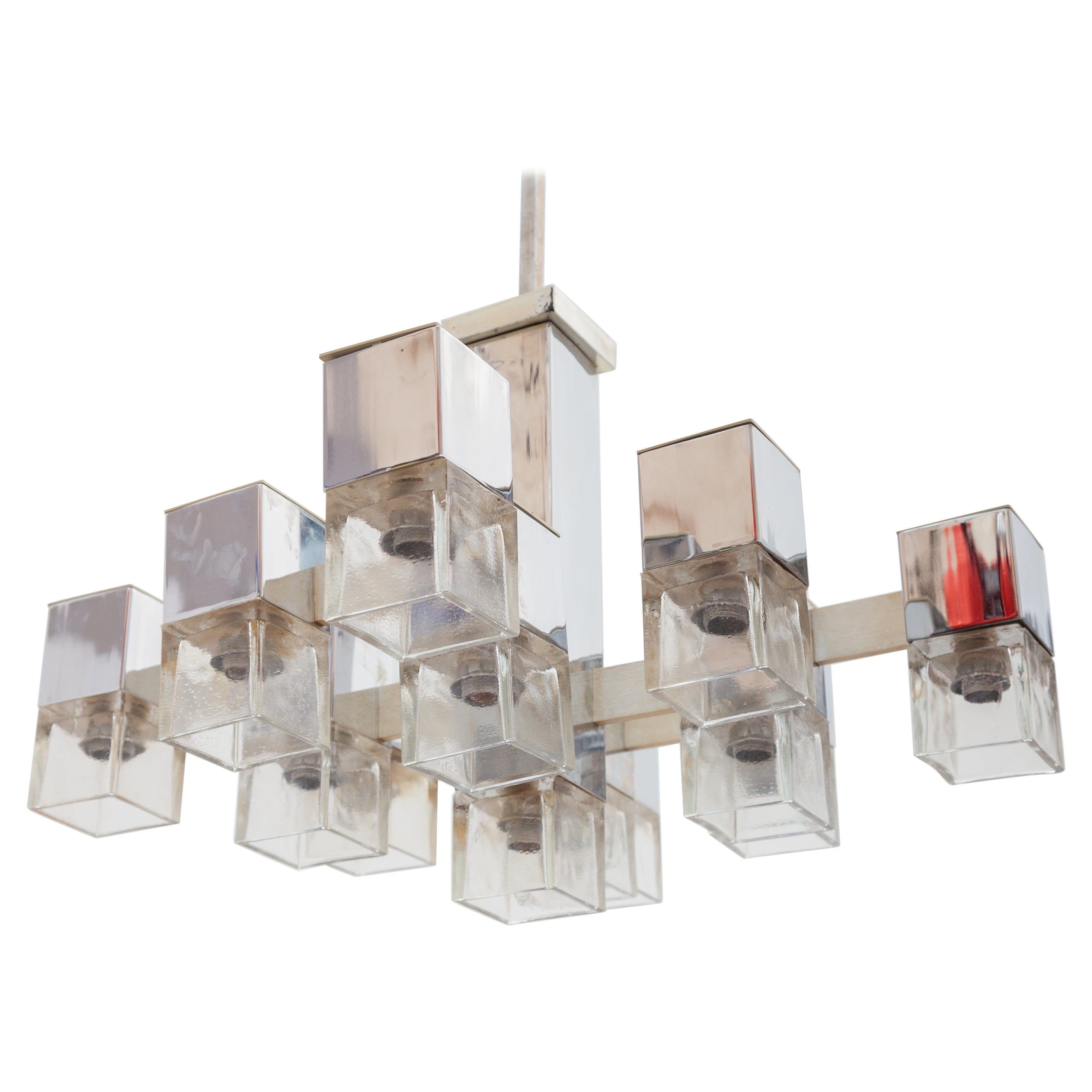 Scolari Chandelier Cubist Modern Design 1960s Italy