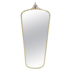Mid Century Modern Vintage Huge Oval Brass Floor Mirror Full Length Mirror 1950s