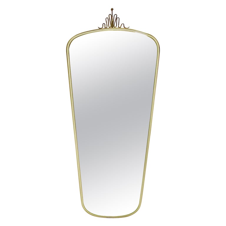 Mid Century Modern Vintage Huge Oval Brass Floor Mirror Full Length Mirror 1950s For Sale at 1stDibs