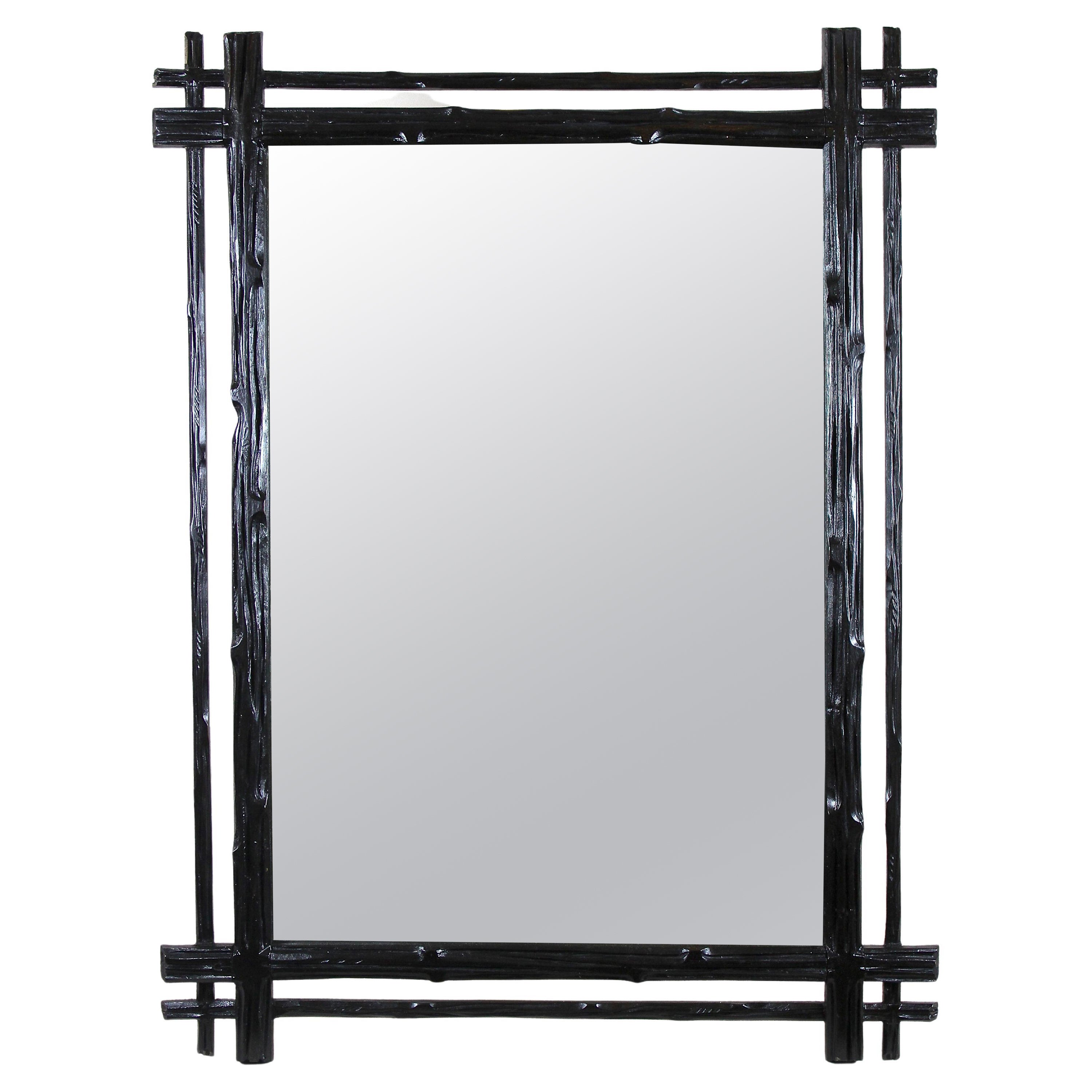 Black Forest Rustic Wall Mirror with Double Frame, Austria, circa 1880 For Sale