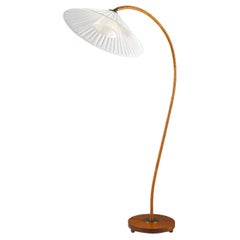 Swedish Art Deco Floor Lamp in Rattan
