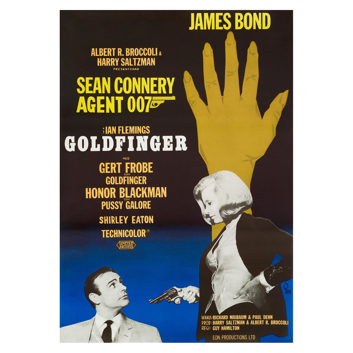 James Bond 'Goldfinger' Original Vintage Movie Poster, Swedish, 1967