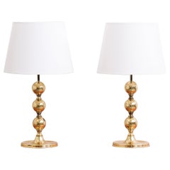 Pair of Swedish Brass Table Lamps, 1970s