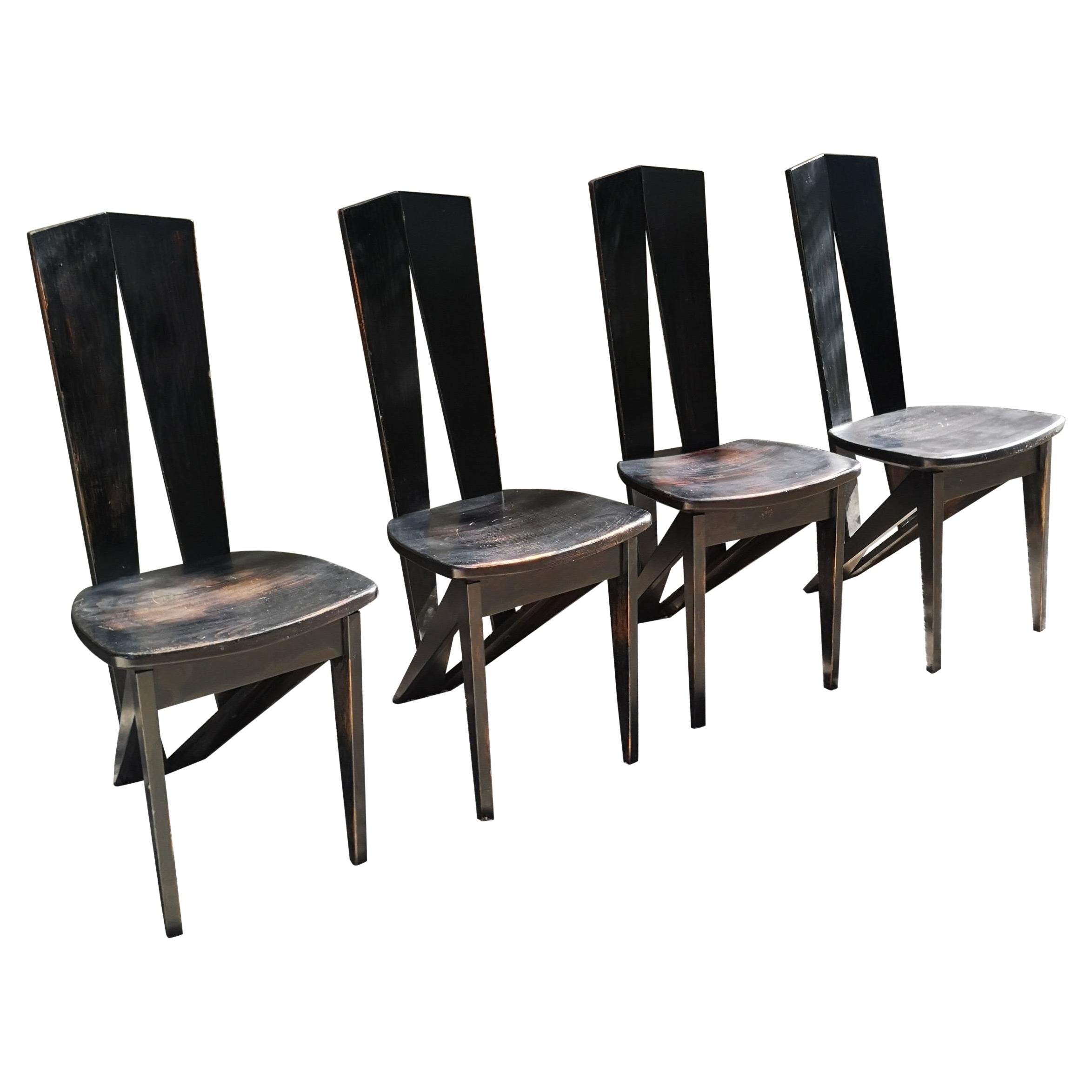 Set of Four Elm Chair For Sale