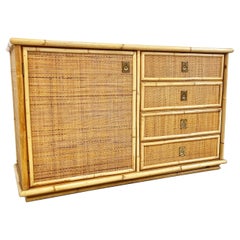 Vintage Rattan and Bamboo Cabinet by Dal Vera, 1970s