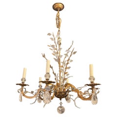 Beautiful Gilt Rock Crystal Leaf Basket Vaughan Baguès Jansen Basket Chandelier