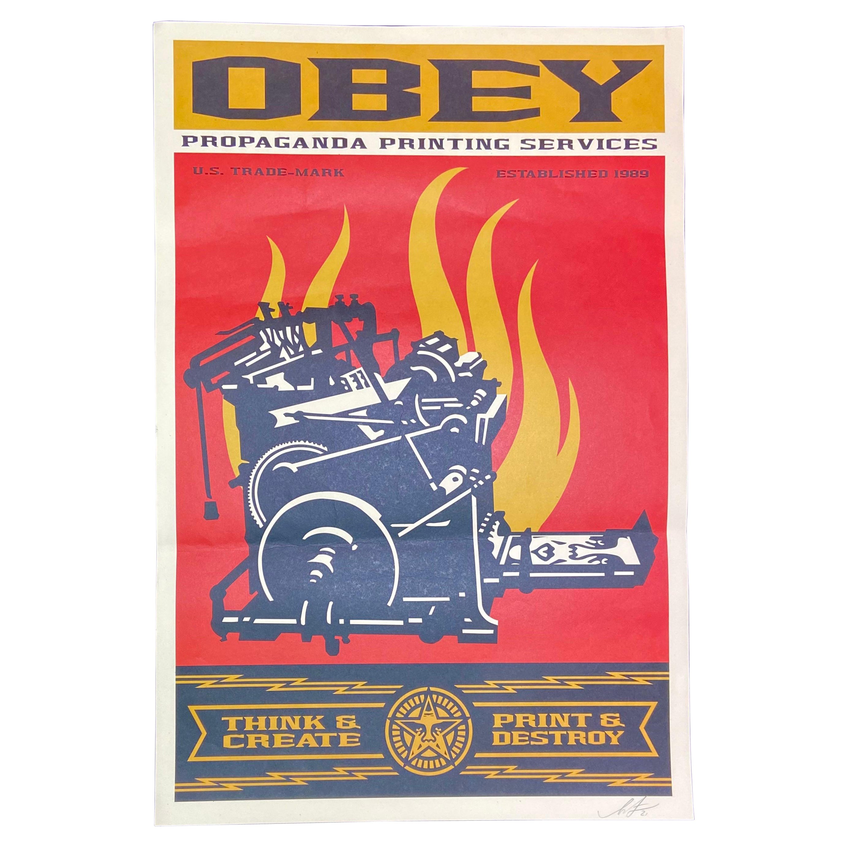 Serigraphy "Obey" Shepard Fairey 'Born in 1970' Signed with Pencil For Sale