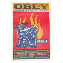 Serigraphy "Obey" Shepard Fairey 'Born in 1970' Signed with Pencil