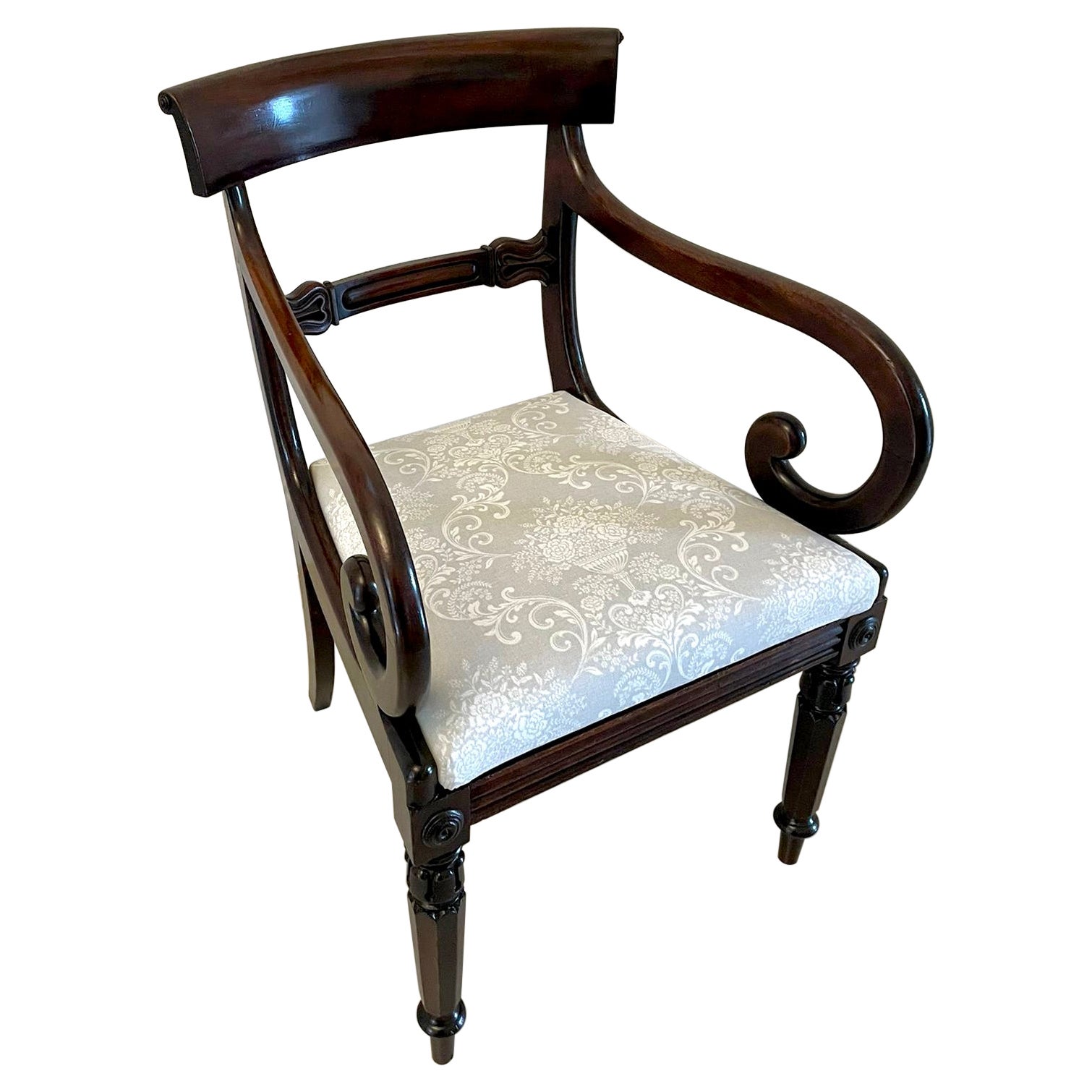 Antique Regency Quality Mahogany Desk Chair For Sale