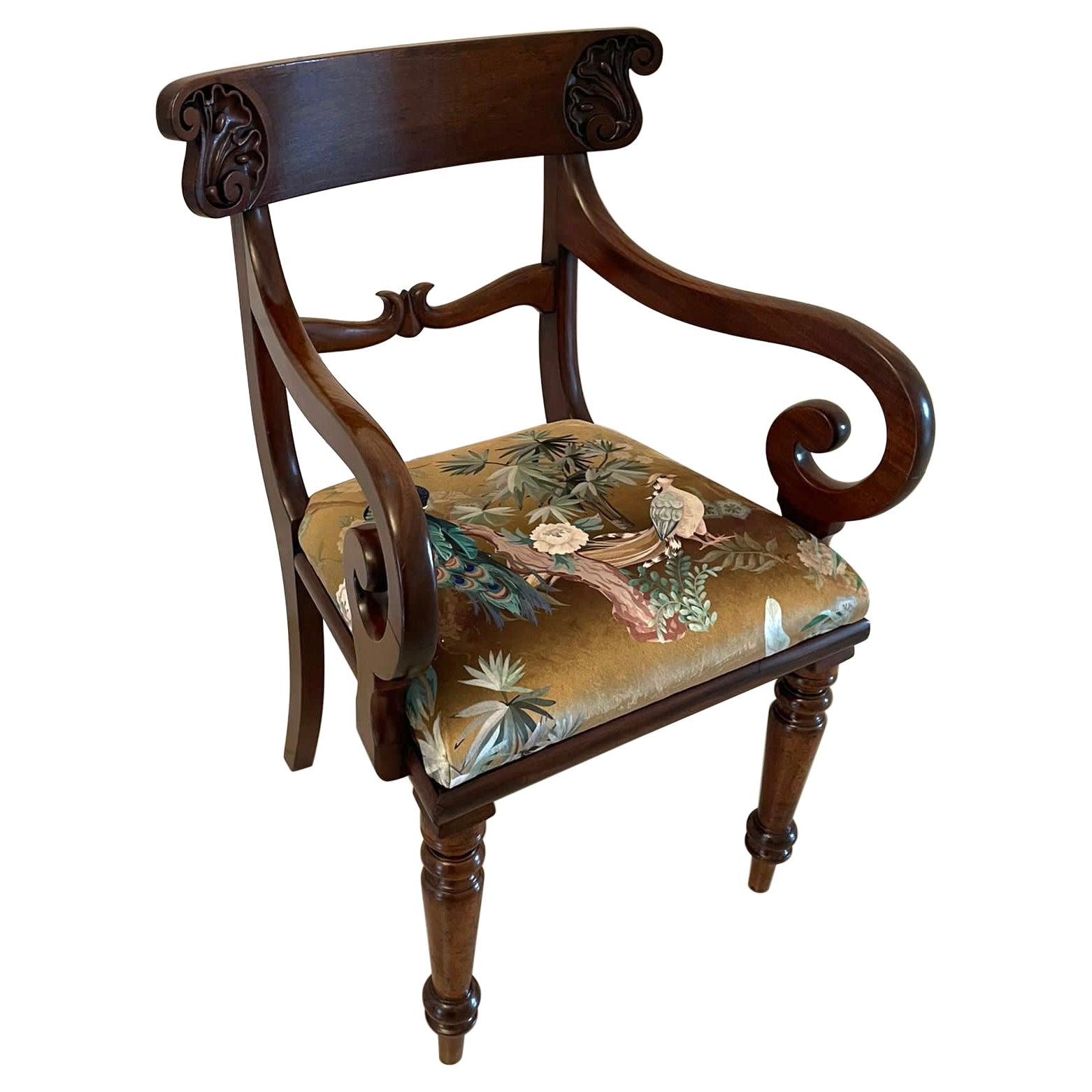 Antique Regency Quality Mahogany Desk Chair For Sale