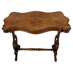 Antique Victorian Quality Burr Walnut Shaped Centre Table