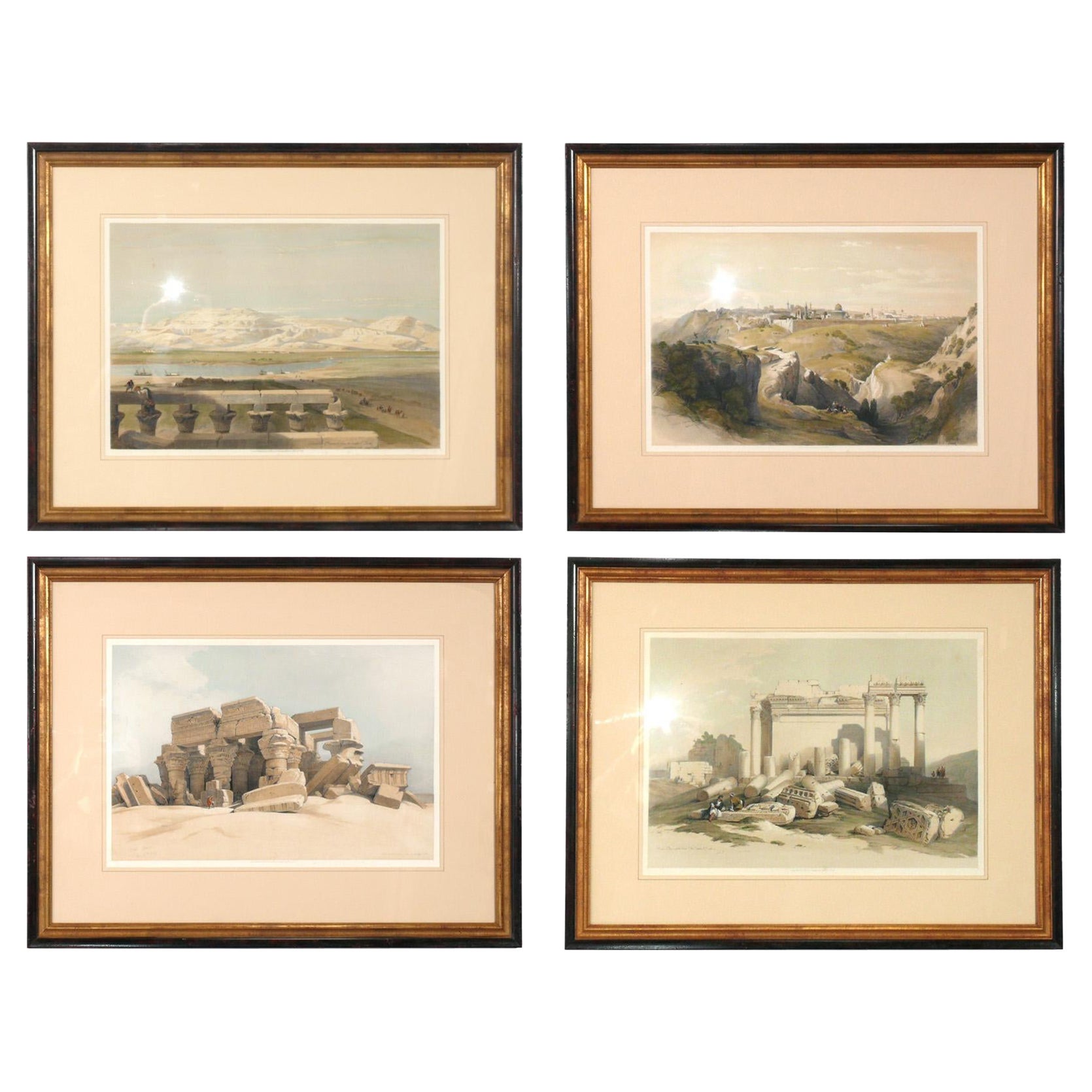 David Roberts Egypt Lithographs Hand Colored For Sale