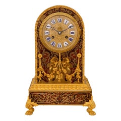 Antique French 19th Century Napoleon III Period Boulle Clock