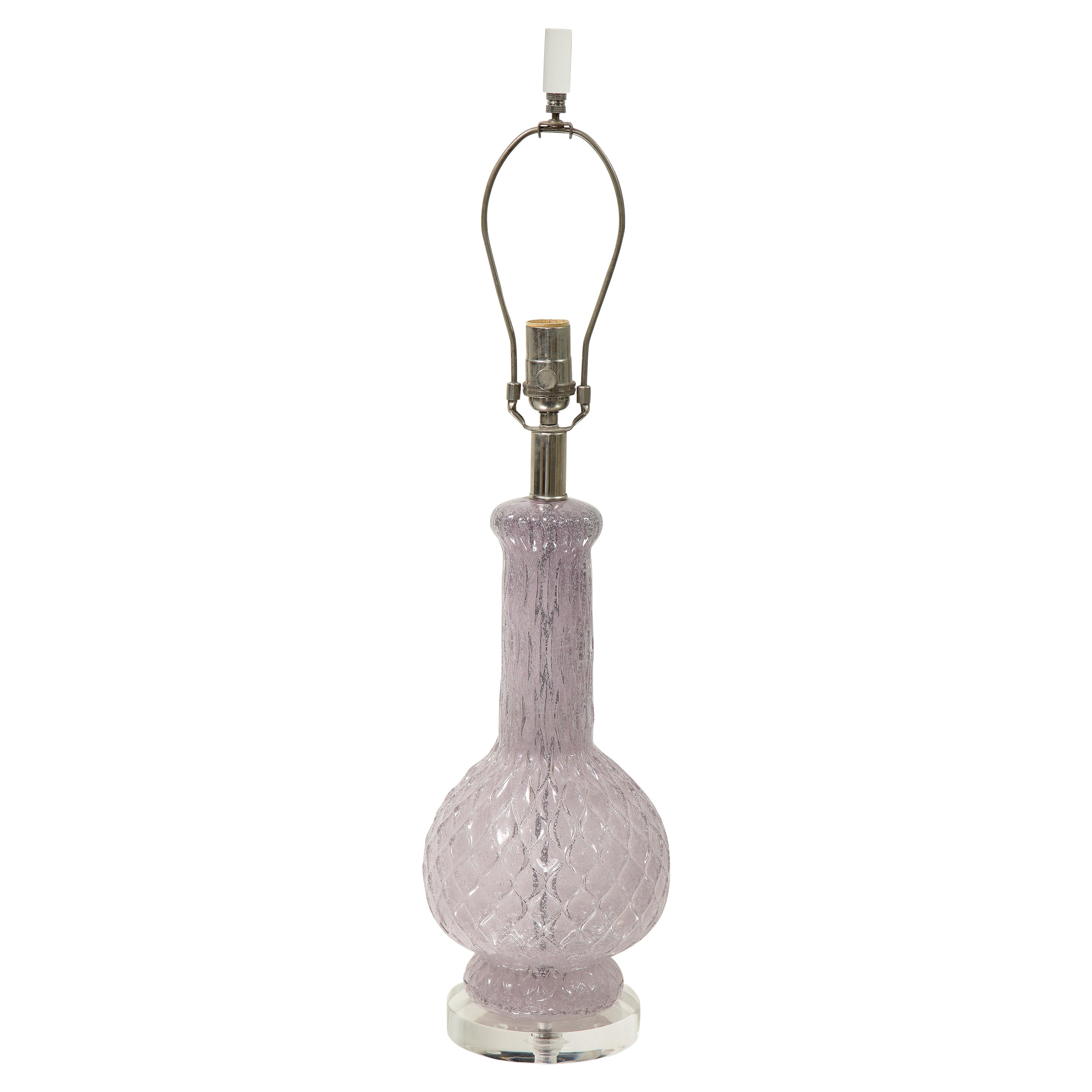 Pair Italian Lavender Murano Glass Reeded Column Table Lamps at 1stDibs