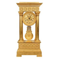 French Mid 19th Century Empire St. Ormolu Portico Clock