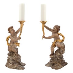 Pair of Stunning Italian Early 18th Century Candle Stands from Northern Italy