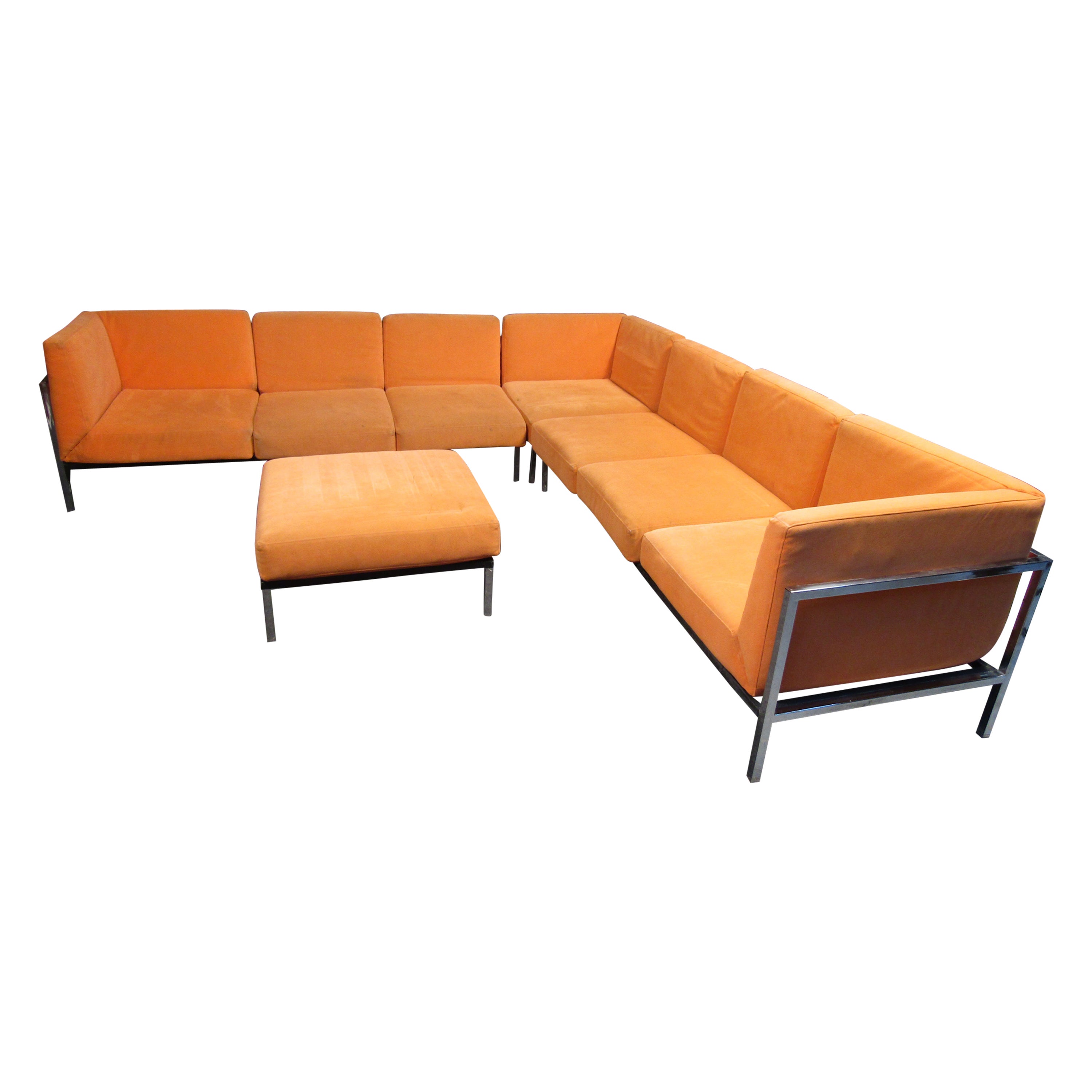 6 Piece Sectional Sofa Set In Original Coral Frond Pattern Fabric at 1stDibs