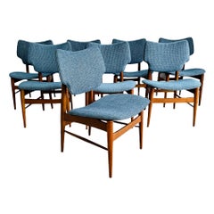 Stunning Set 8 Danish Modern Walnut / Floating Seat Dining Chairs