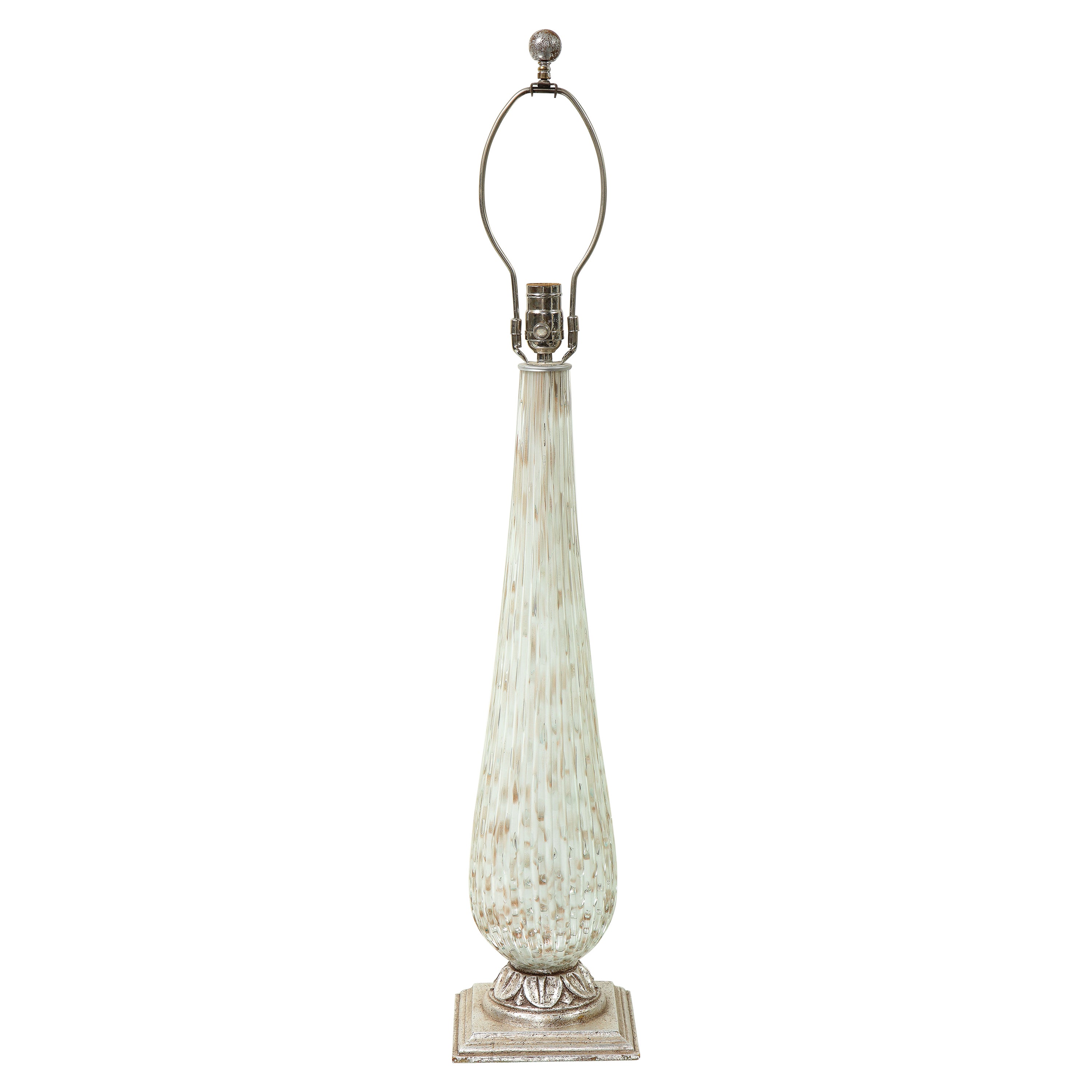 White Speckled Murano Glass Table Lamp For Sale