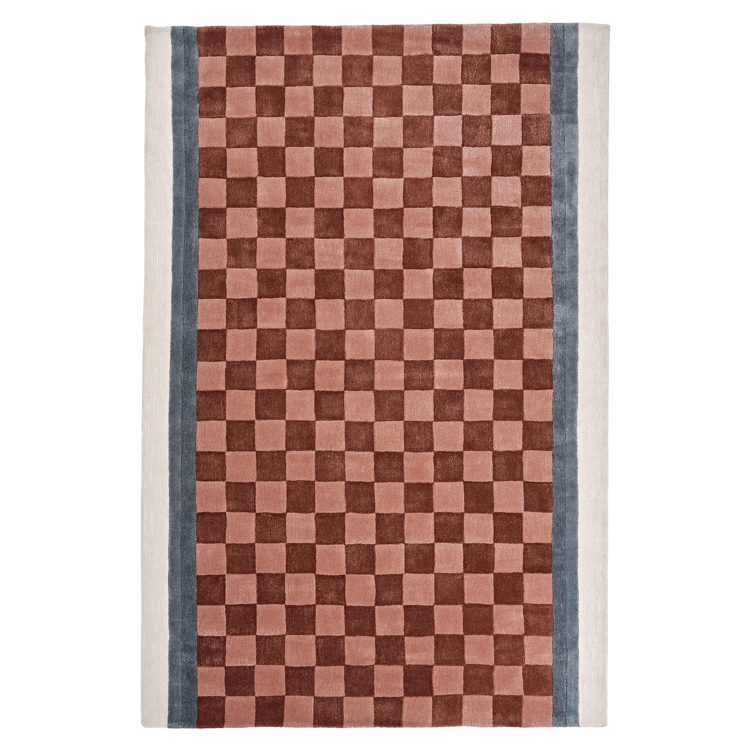 "Court Series" Finish Line Runner by Pieces, Hand-Tufted Grid Pattern Carpet For Sale