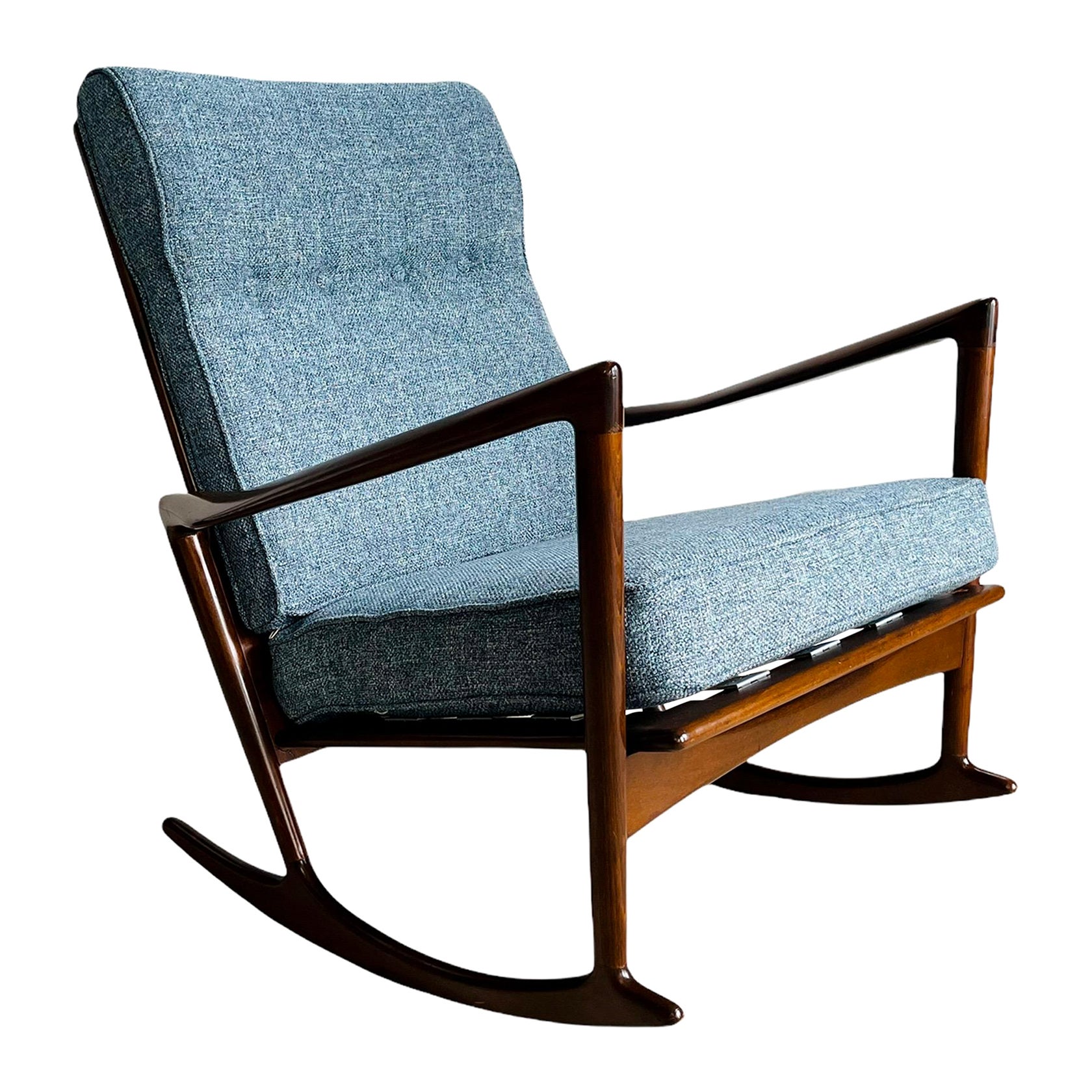 Danish Modern Walnut Rocking Chair by IB Kofod Larsen