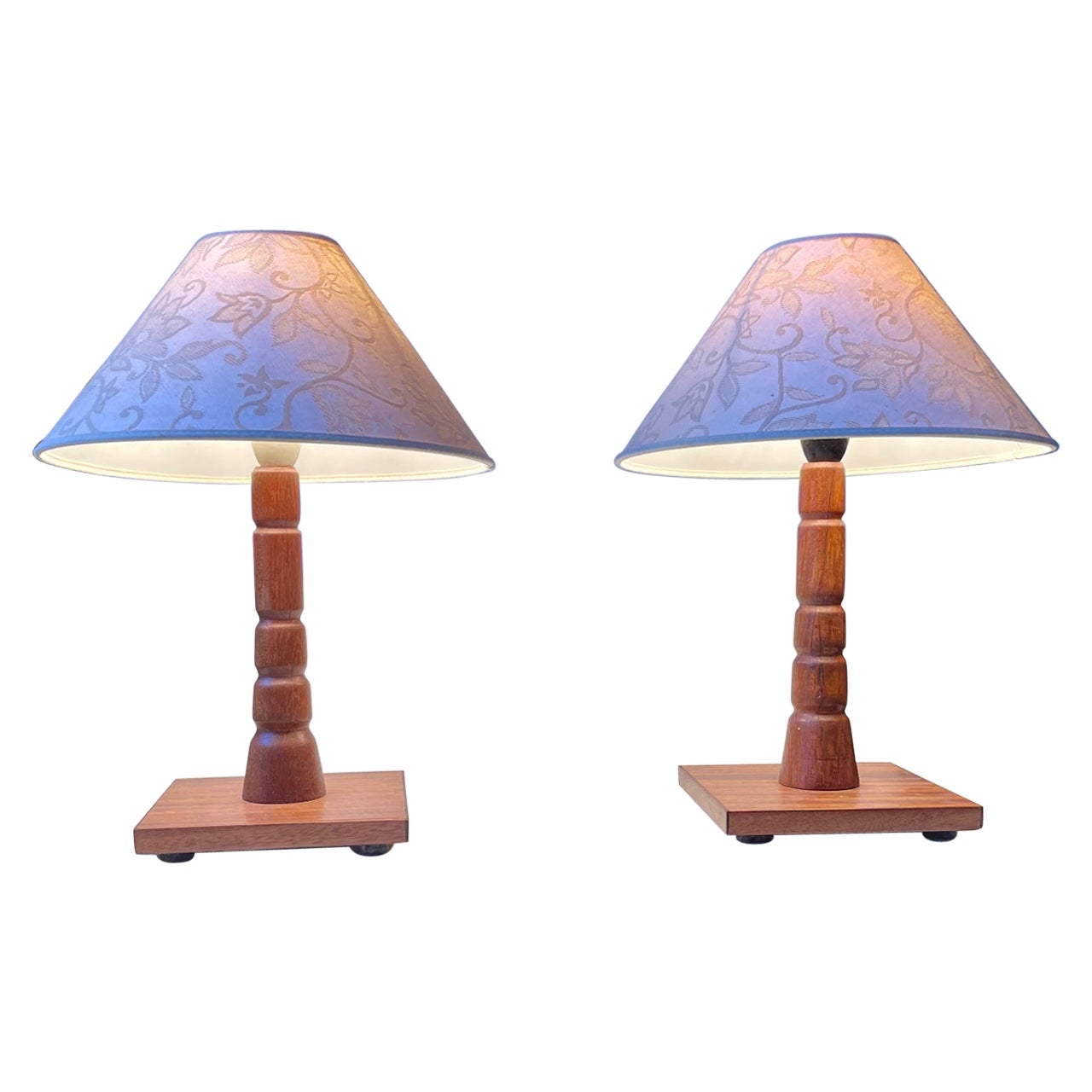 Scandinavian Mid-Century Table Lamps in Teak, 1960s, Set of 2