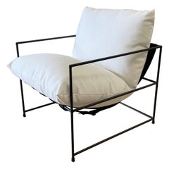 Metal Accent Chair with White Cushions