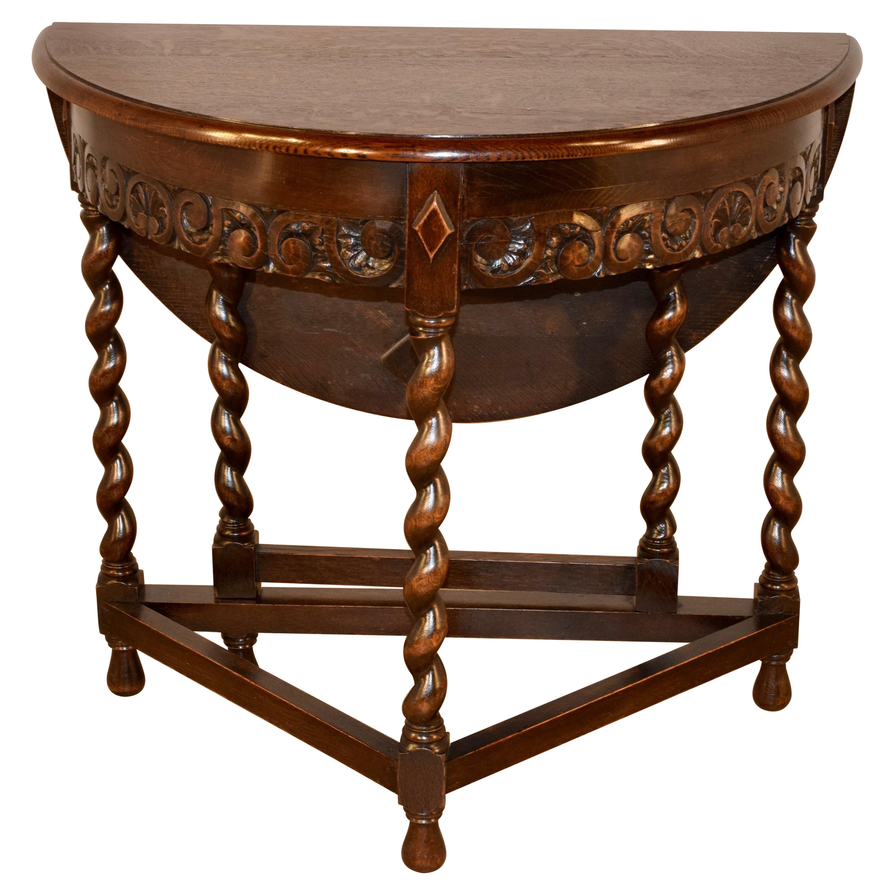 Demi-Lune-Tisch aus englischer Eiche aus dem späten 19. Jahrhundert im Angebot