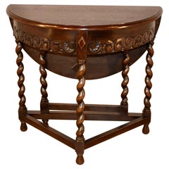 Late 19th Century English Oak Demi-Lune Table
