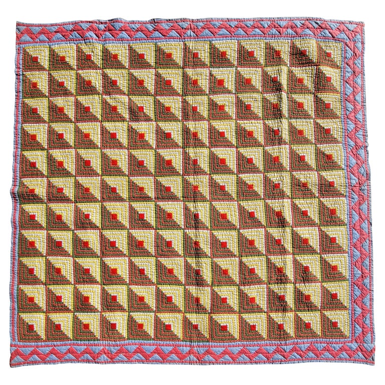 19thc Log Cabin Quilt W/ Zig Zag Border For Sale at 1stDibs borders