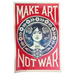 Serigraphy "Make ART not War" Shepard Fairey 'born in 1970' Signed with Pencil