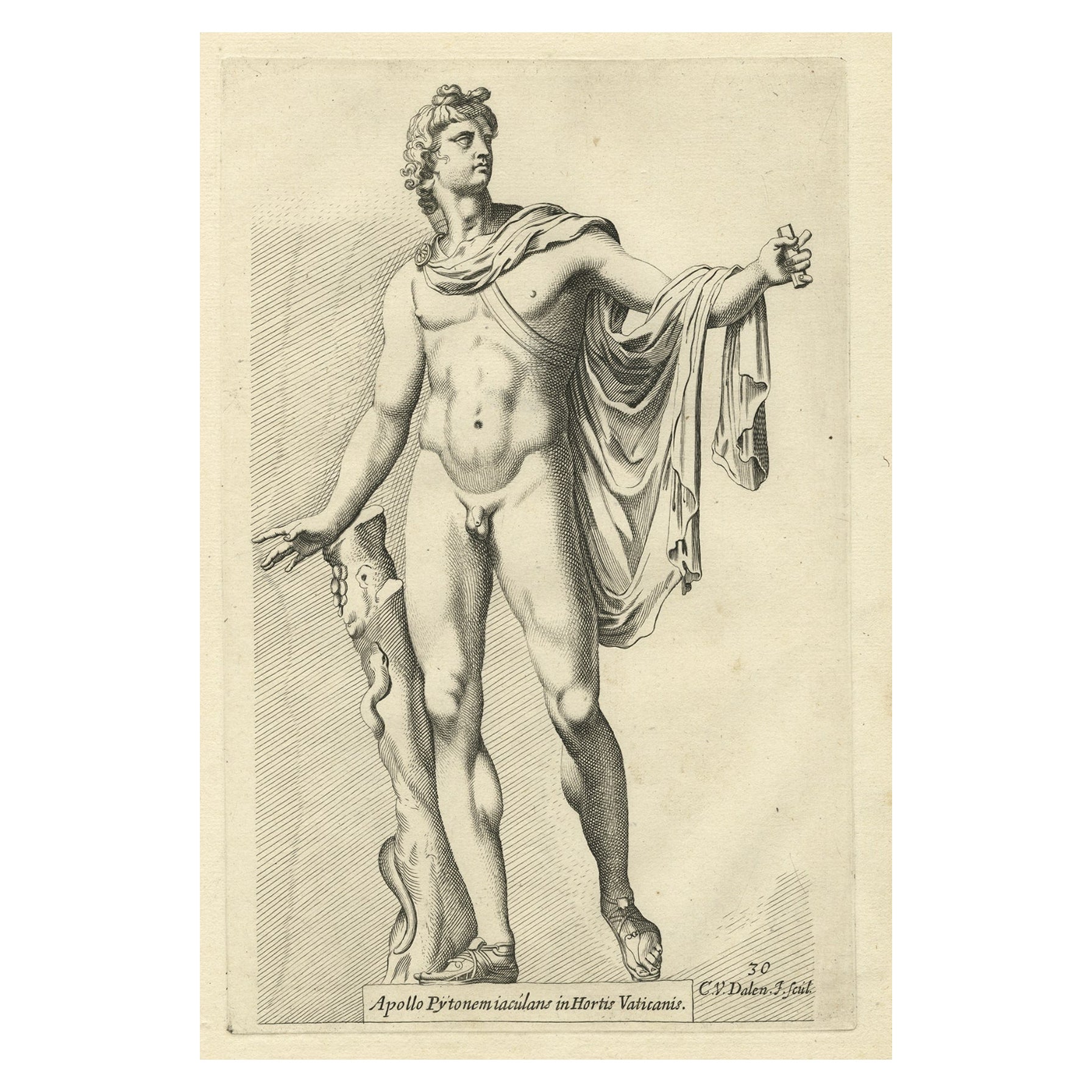 Statue of the Olympian Deity of Apollo with Python, 1660 For Sale