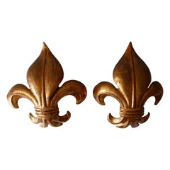 Set of Two Mid-Century Modern Gilt Metal Lily Sconces by Hans Kögl 1970s Germany
