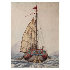 Watercolor of the Stern of a Chinese Junk, Initialed A.G.W. C.1860