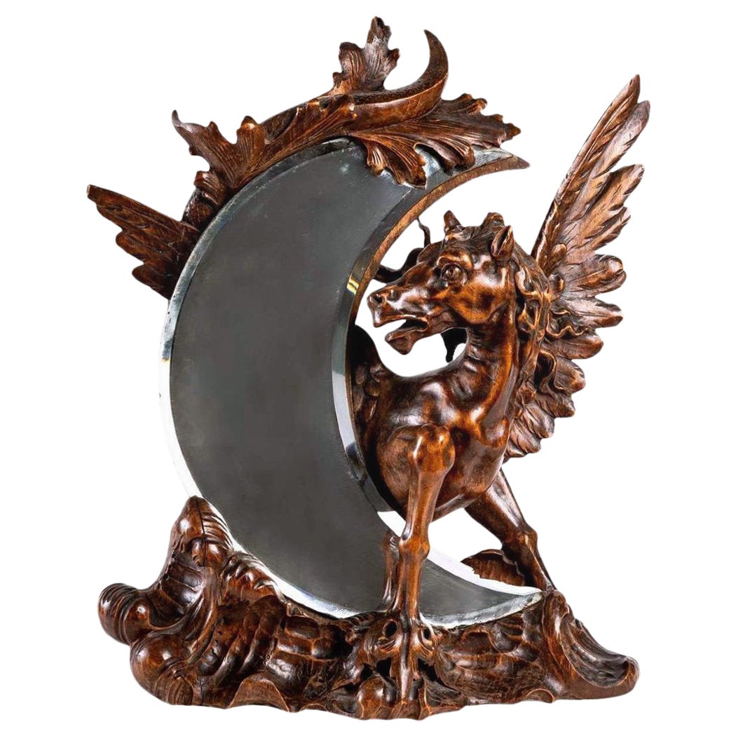 Table Mirror in the Shape of a Bevelled Crescent Moon