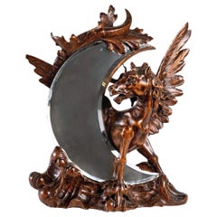 Table Mirror in the Shape of a Bevelled Crescent Moon