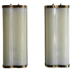 Italian Brass and Plexiglass Wall Lamps Sconces Midcentury 1950s