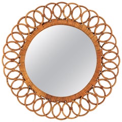 Spanish Rattan Round Mirror