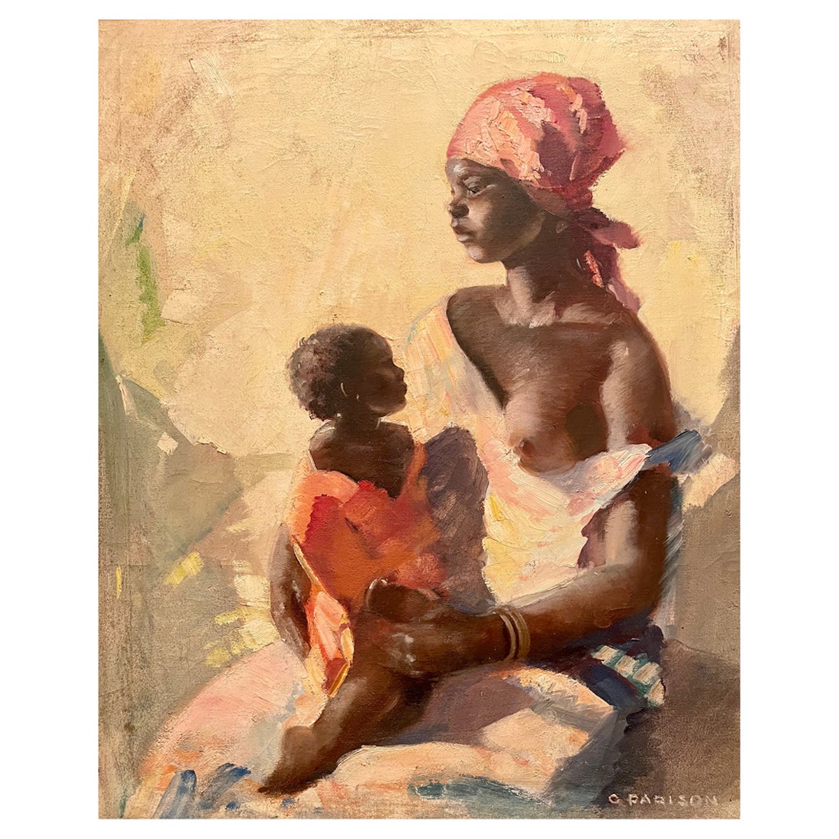 Gaston Parison, Malagasy Woman and Her Child, 19th Century For Sale