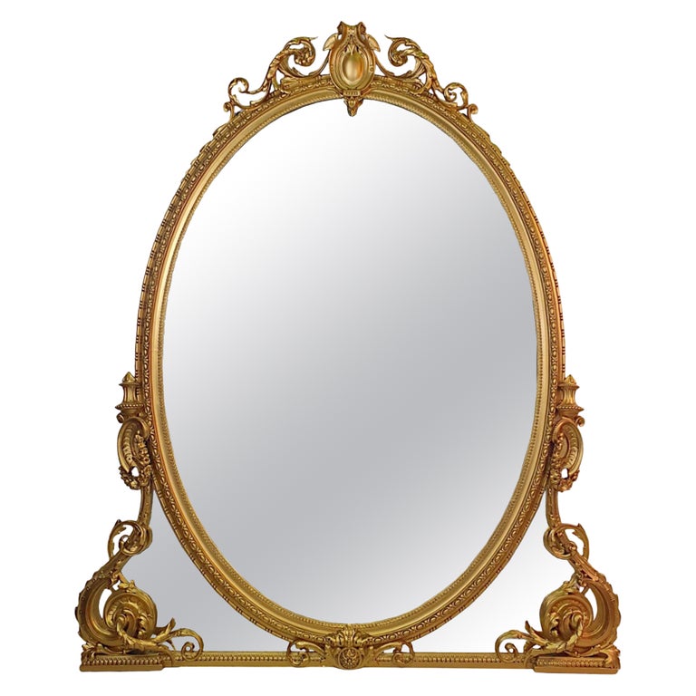 Fantastique grand miroir à trumeau en bois doré du 19ème siècle En vente  sur 1stDibs