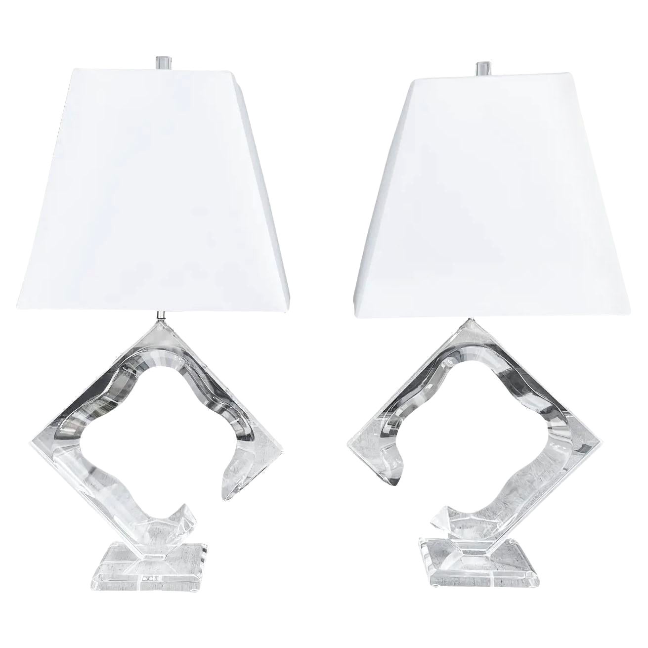 20th Century American Pair of Acrylic Table Lamps, Desk Lights by Hivo Van Teal