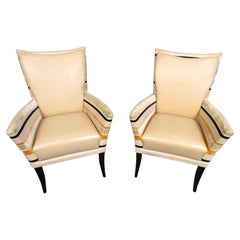 Vintage Style Vinyl and Fabric Lounge Chairs