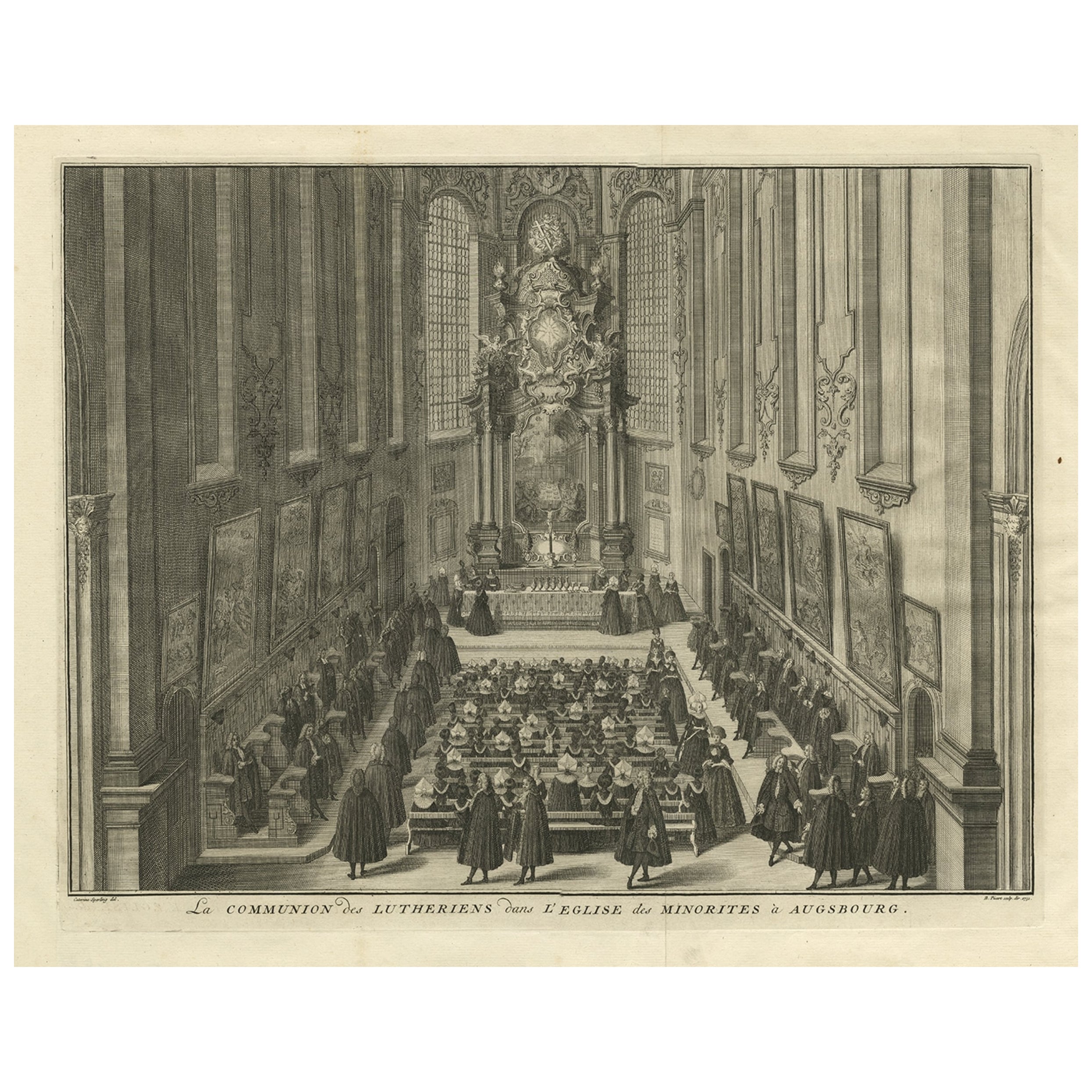 The Communion of the Lutherans in the Minorite Church in Augsburg, Germany, 1730 For Sale